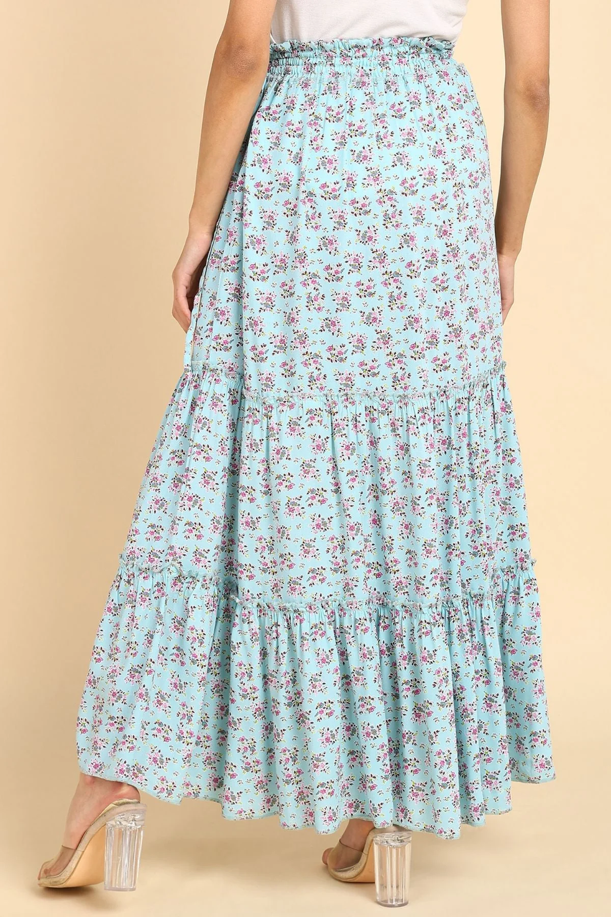 Romantic Print Tiered Pregnancy & Maternity Skirt with Smocked Waistband & Pockets - Image 13