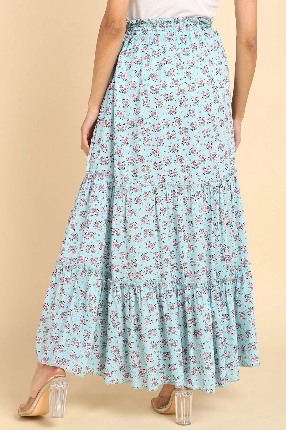 Romantic Print Tiered Pregnancy & Maternity Skirt with Smocked Waistband & Pockets - Image 8