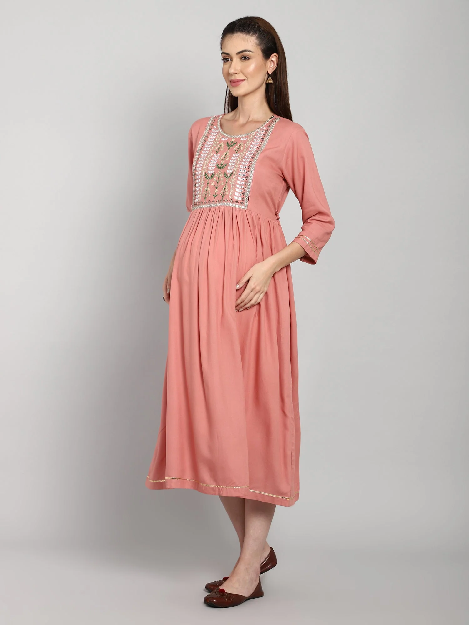 Rose Pink Maternity Kurti Dress - Image 6