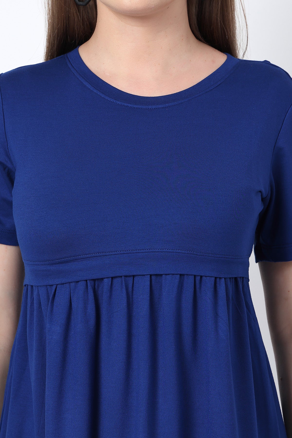 Royal Blue Maternity Zipless Feeding Gathered Top - Image 10