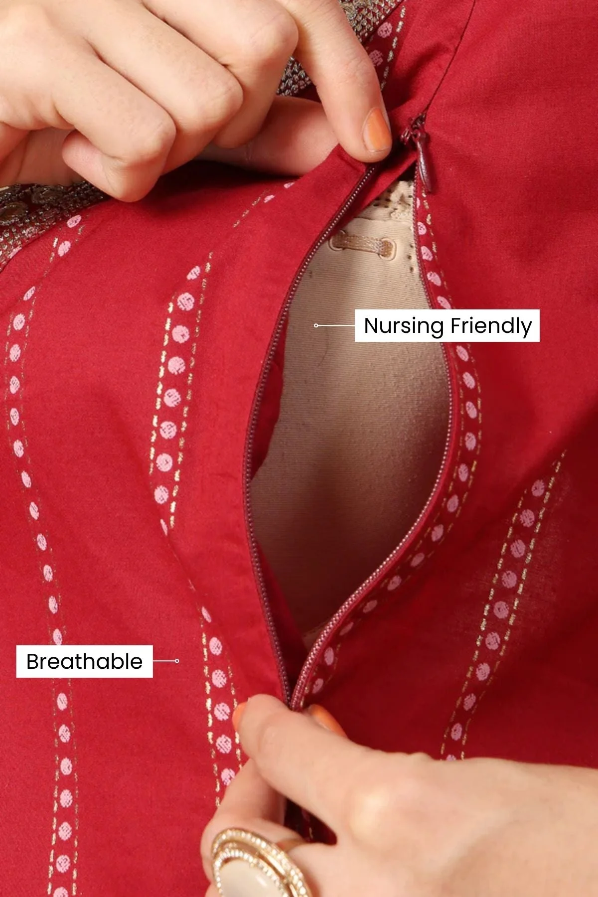 Ruby Essence Mirror Reflections Festive Maternity Feeding Suit Set - Image 13