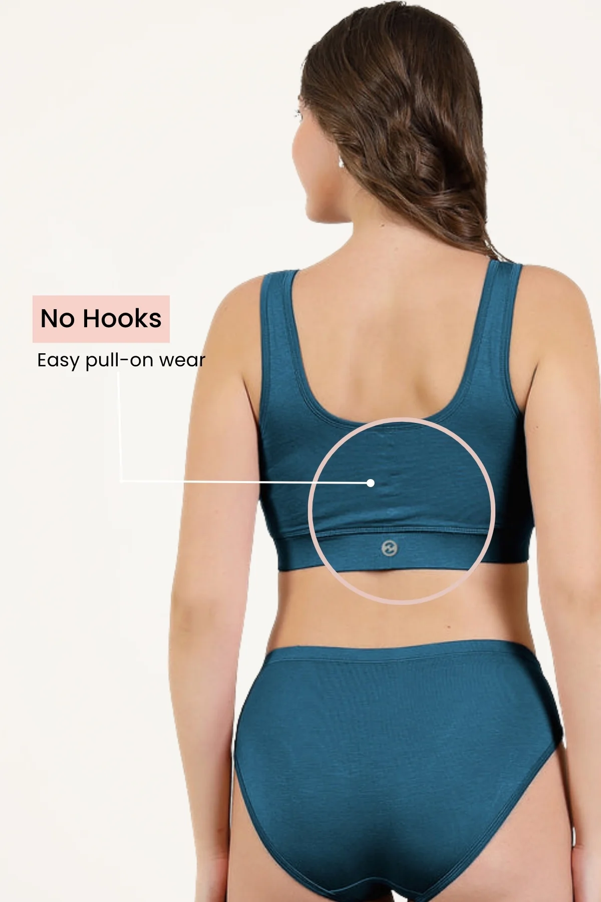 Ruched Modal Front-Open Bra - Airforce - Image 4