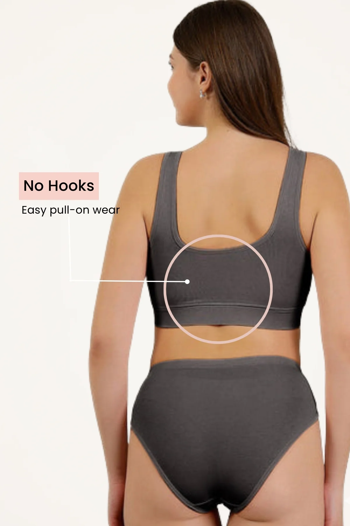 Ruched Modal Front-Open Bra - Ash - Image 4