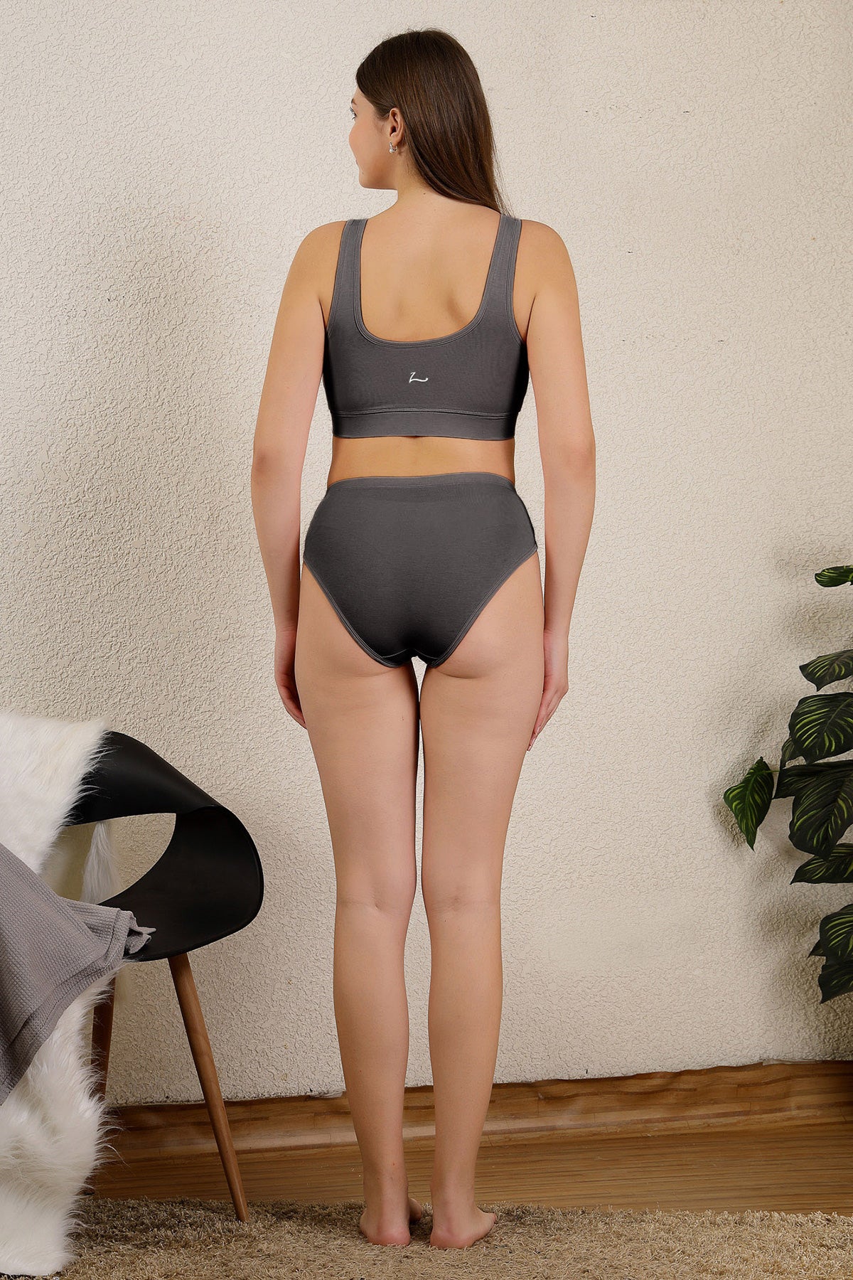 Ruched Modal Front-Open Bra - Ash - Image 9