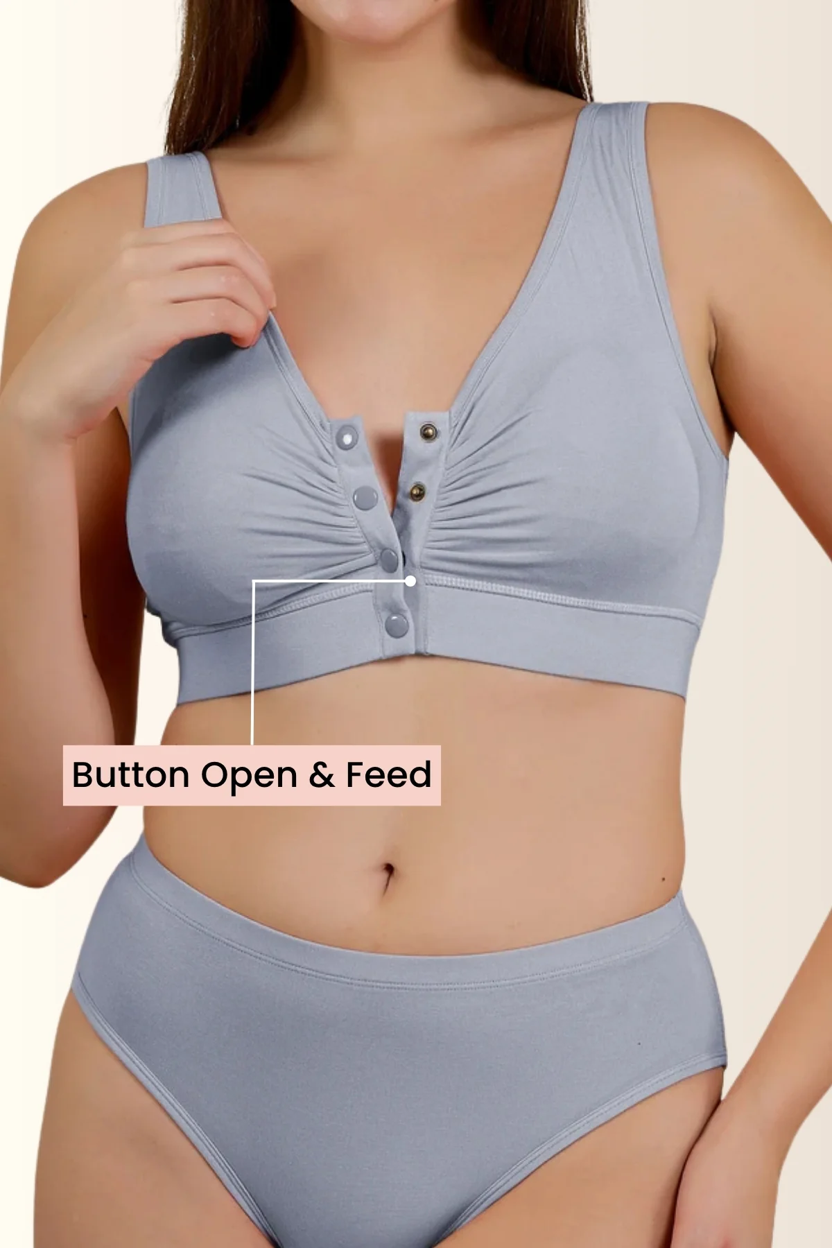Ruched Modal Front-Open Bra - M-Blue - Image 5
