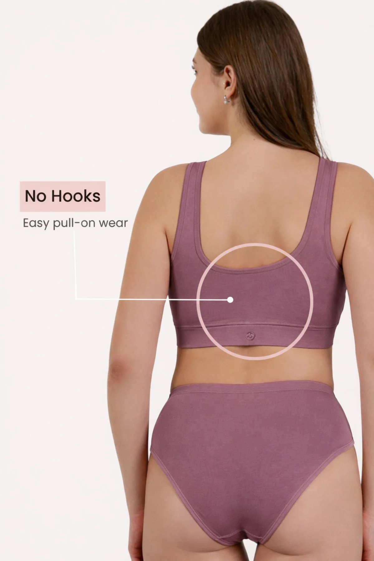 Ruched Modal Front-Open Bra - Lilac - Image 5