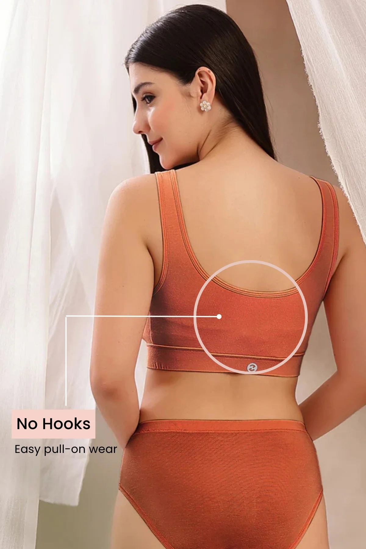 Ruched Modal Front-Open Bra - Rust - Image 4
