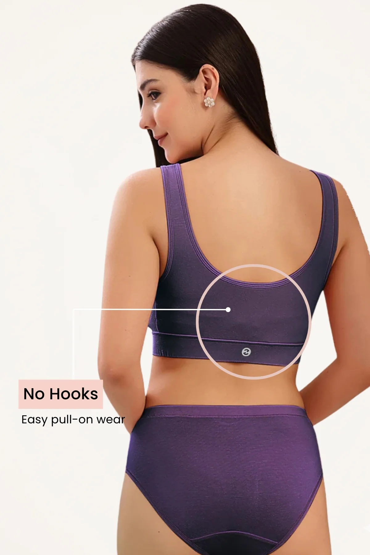 Ruched Modal Front-Open Bra - Wine - Image 4