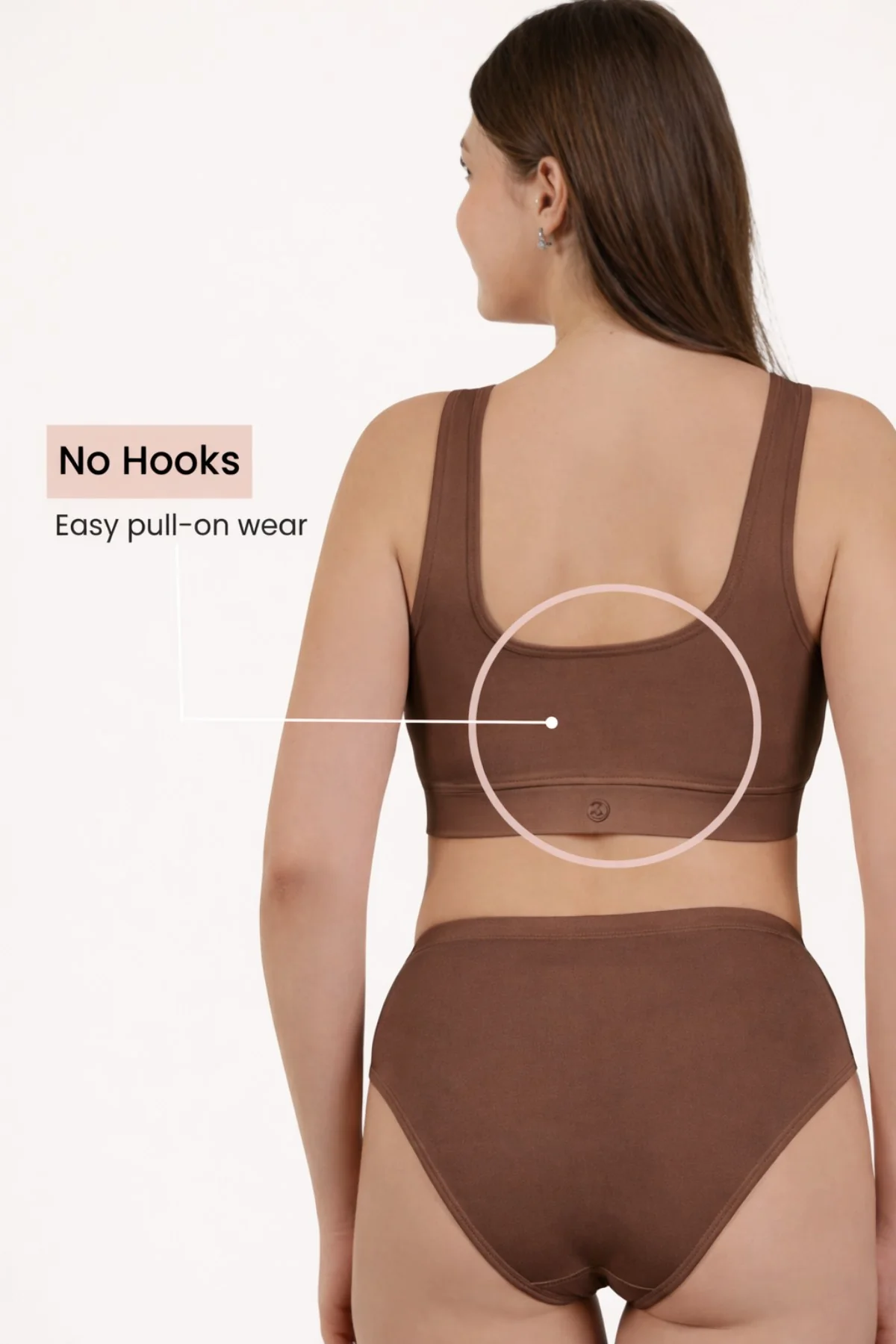 Ruched Modal Front-Open Bra - Brown - Image 4