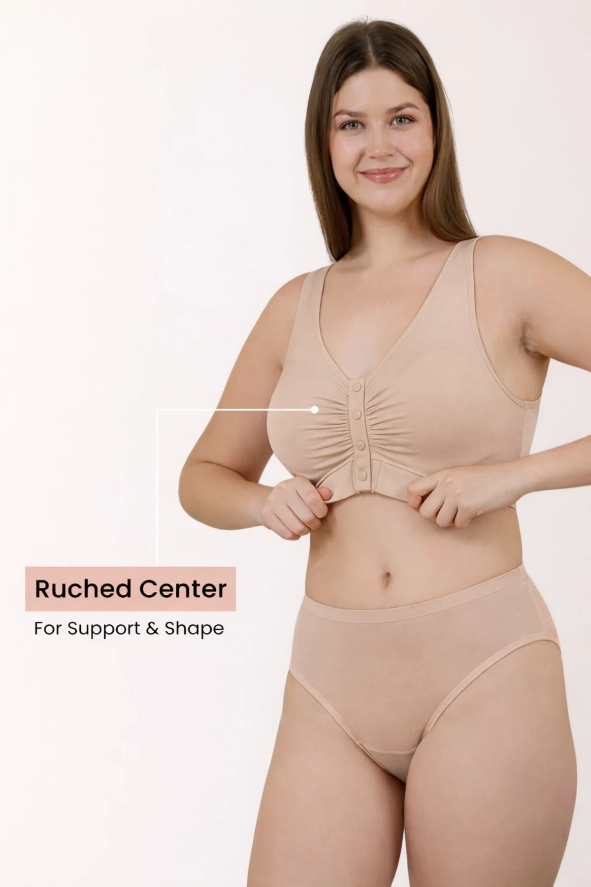 Ruched Modal Front-Open Bra - Light Skin - Image 5