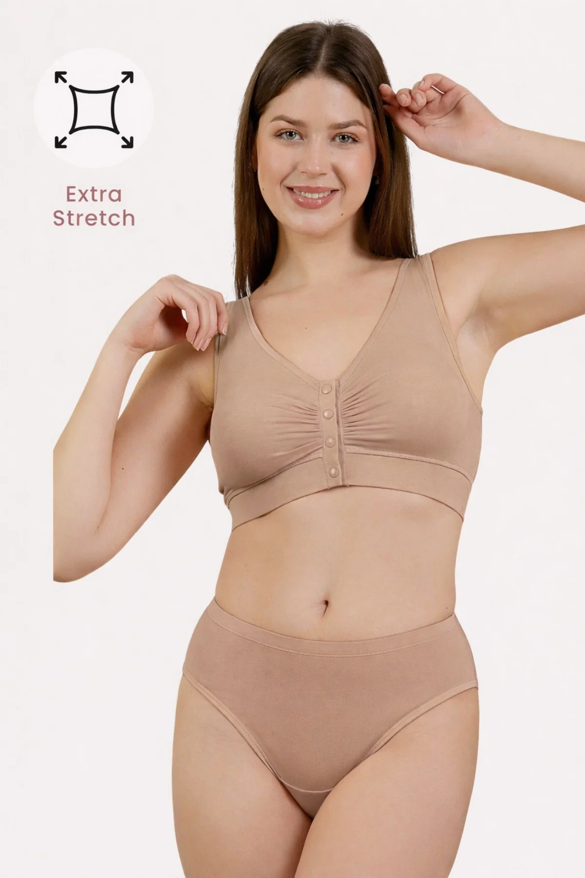 Ruched Pack of 2 Modal Front-Open Bra - (Black, Light Skin) - Image 12