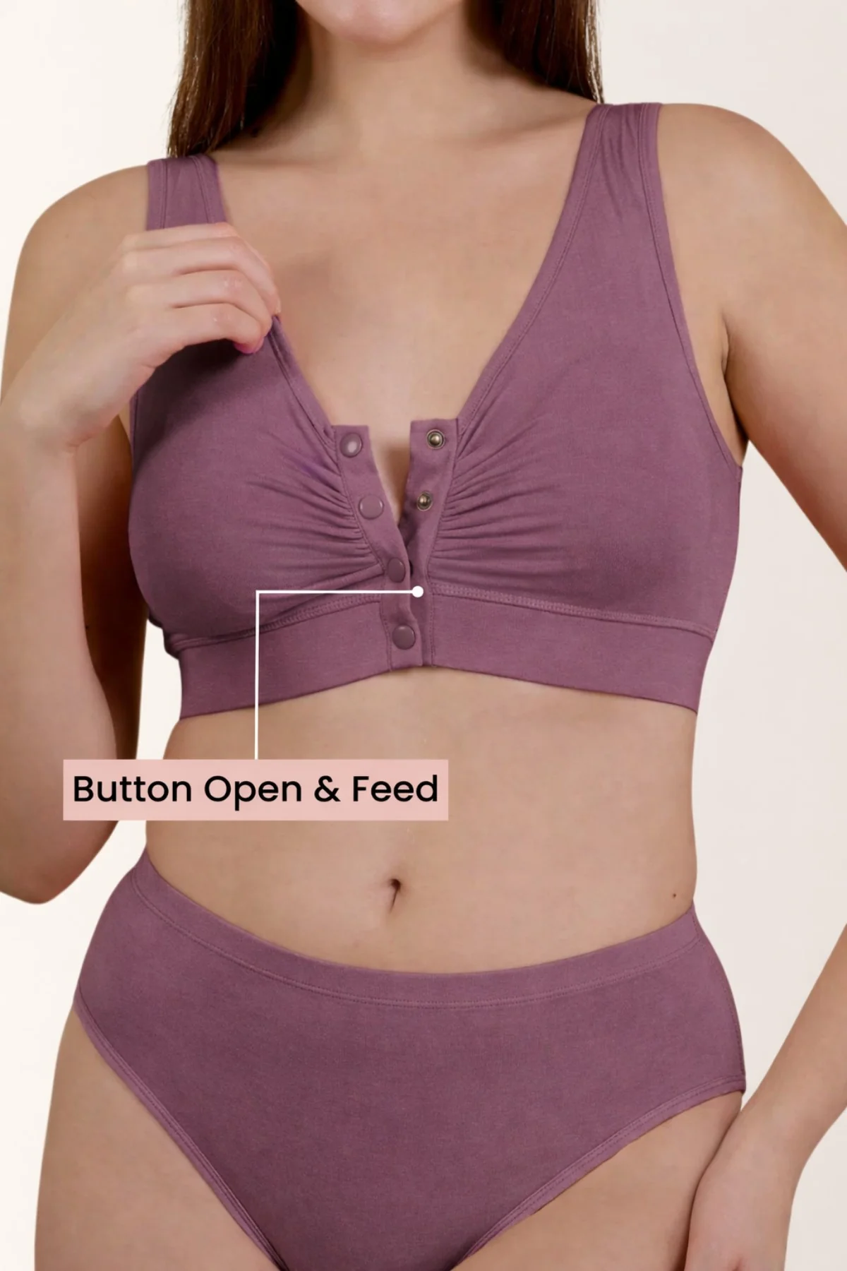 Ruched Pack of 2 Modal Front-Open Bra - (Lavender, Matcha) - Image 6