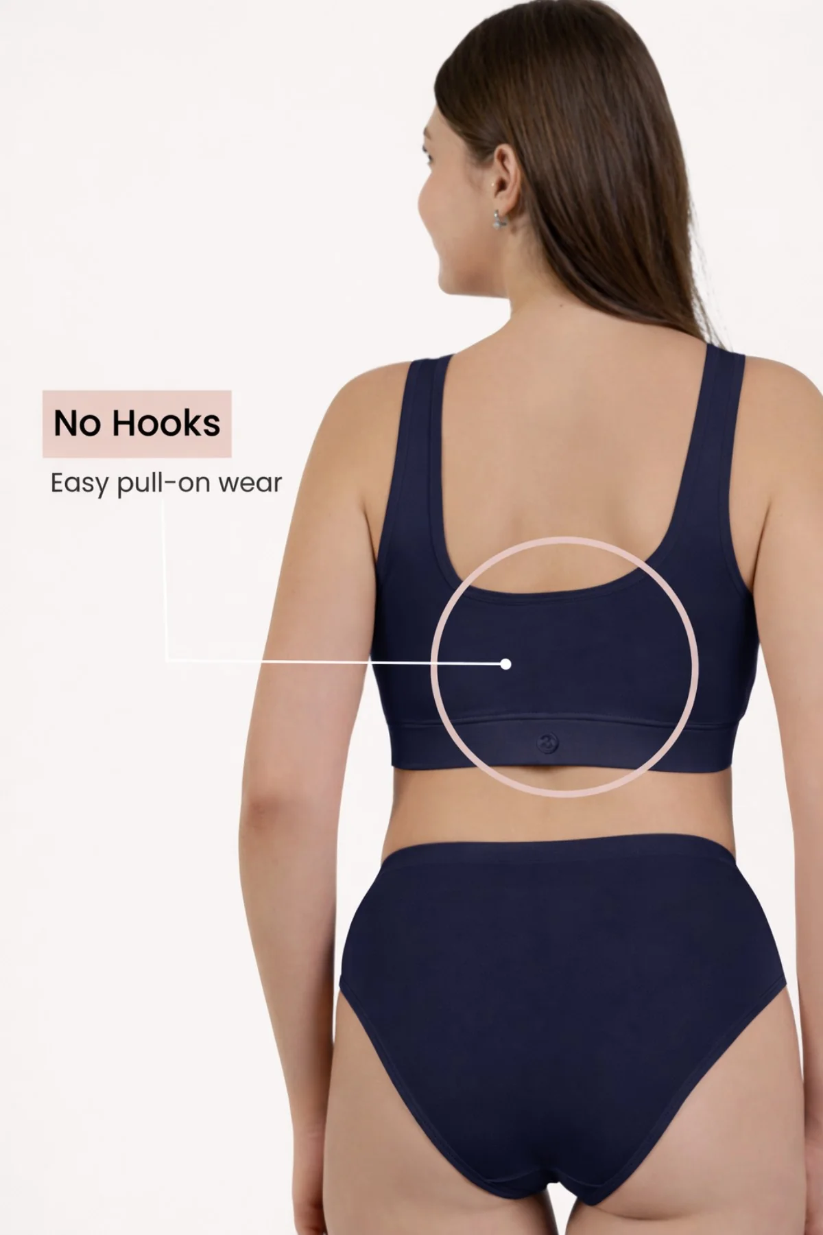 Ruched Pack of 2 Modal Front-Open Bra - (Navy, Brown) - Image 4