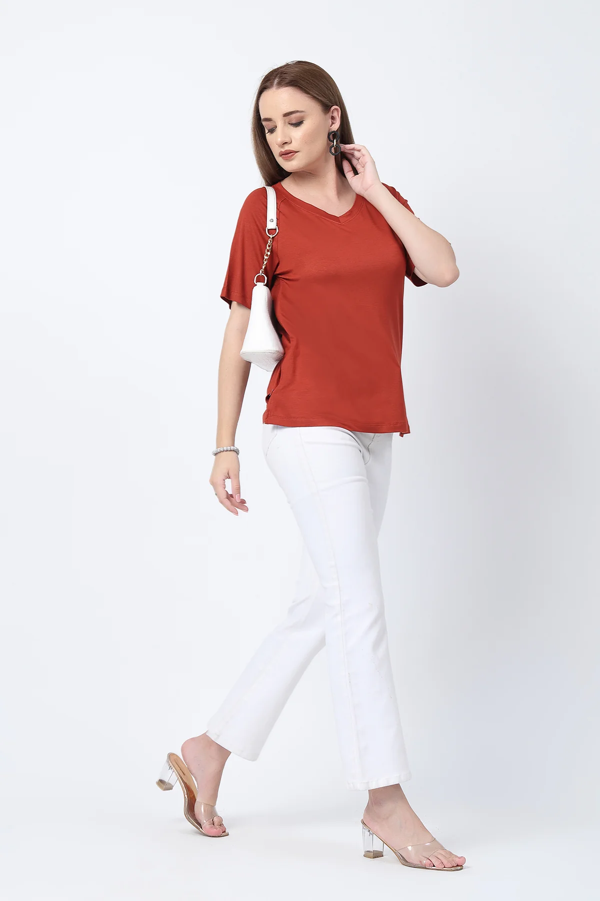 Rust Solid Nursing Top with Side Zip Access - Image 10