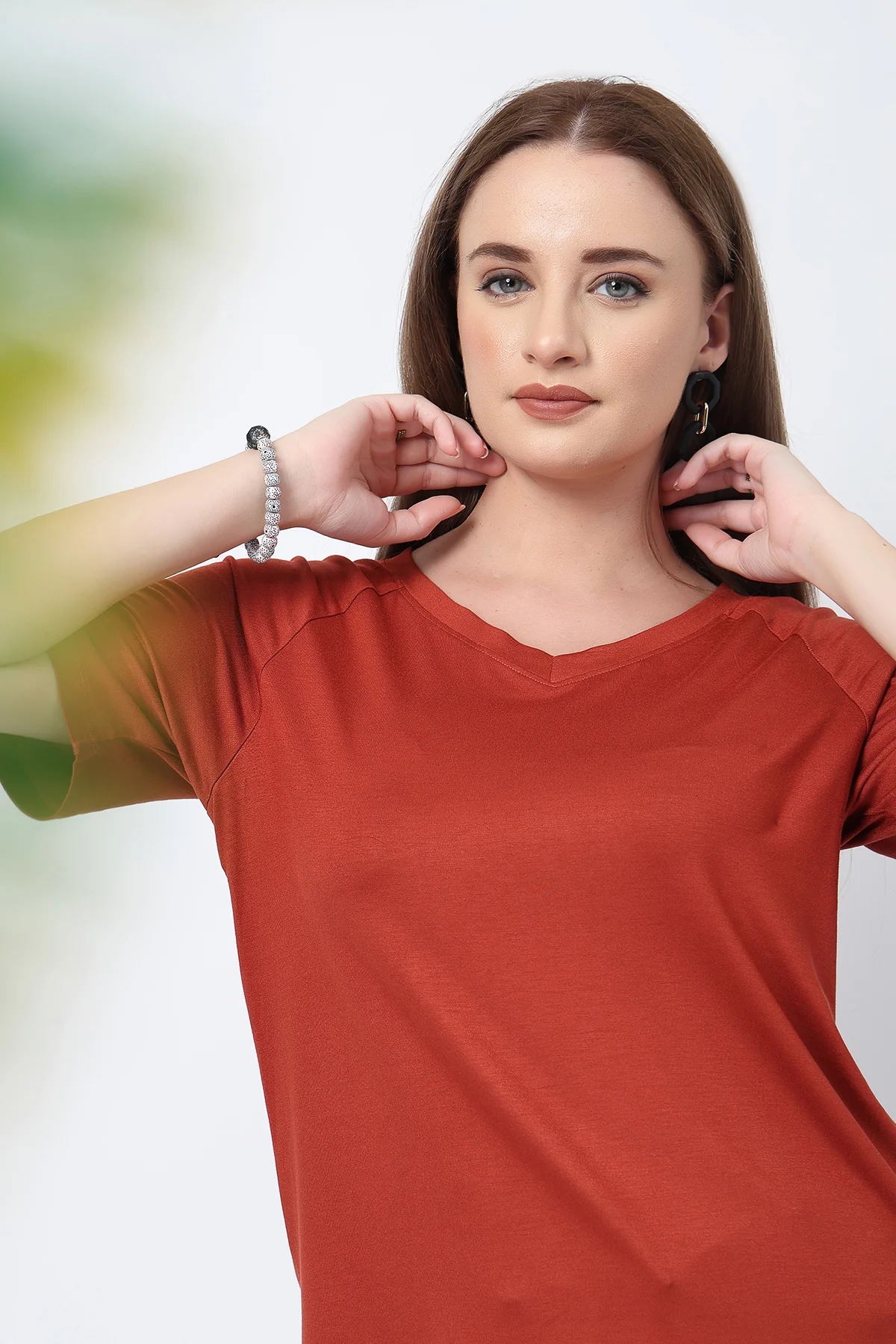 Rust Solid Nursing Top with Side Zip Access - Image 11