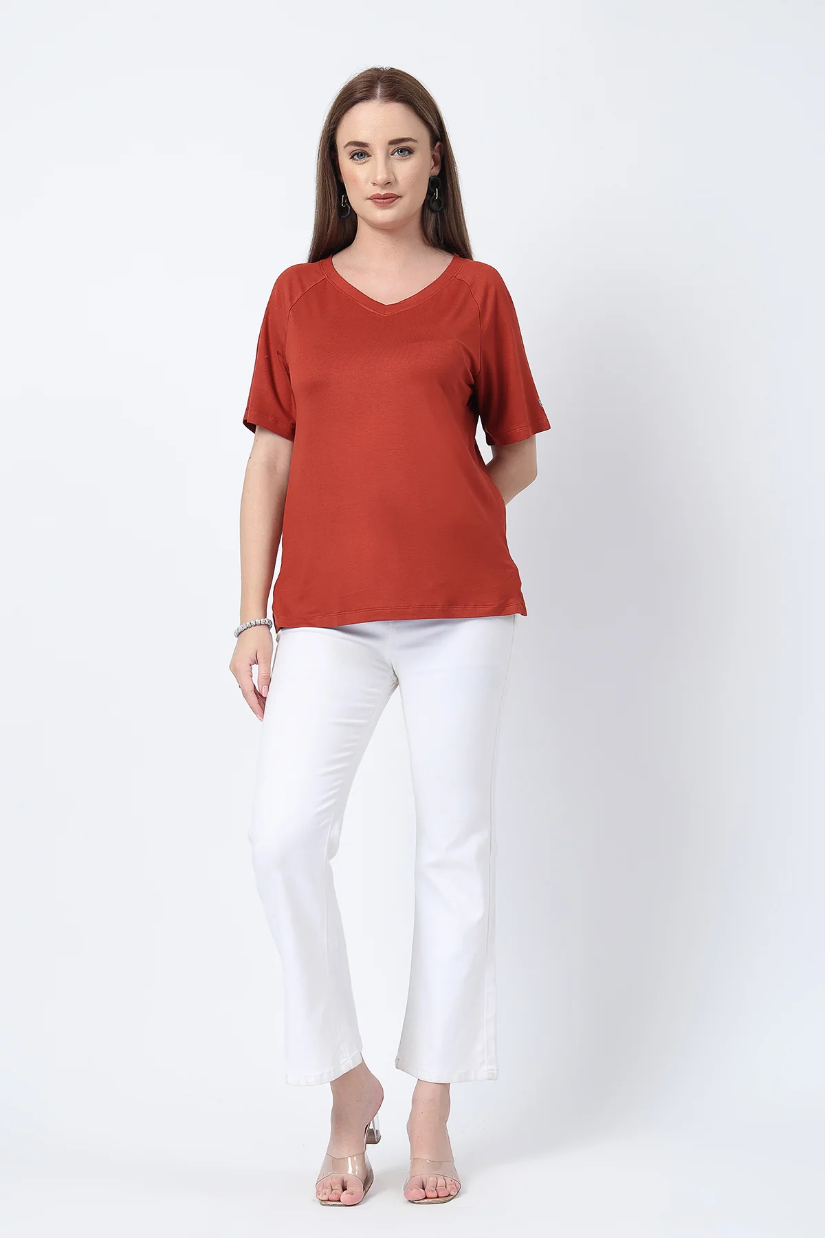 Rust Solid Nursing Top with Side Zip Access - Image 8