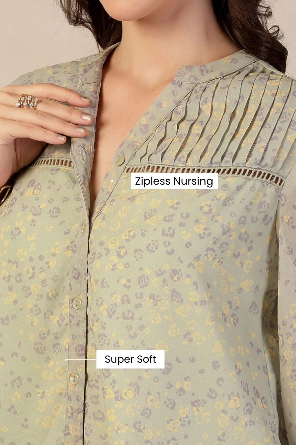 Sage Meadow Zipless Maternity Feeding Top - Matcha - Image 13