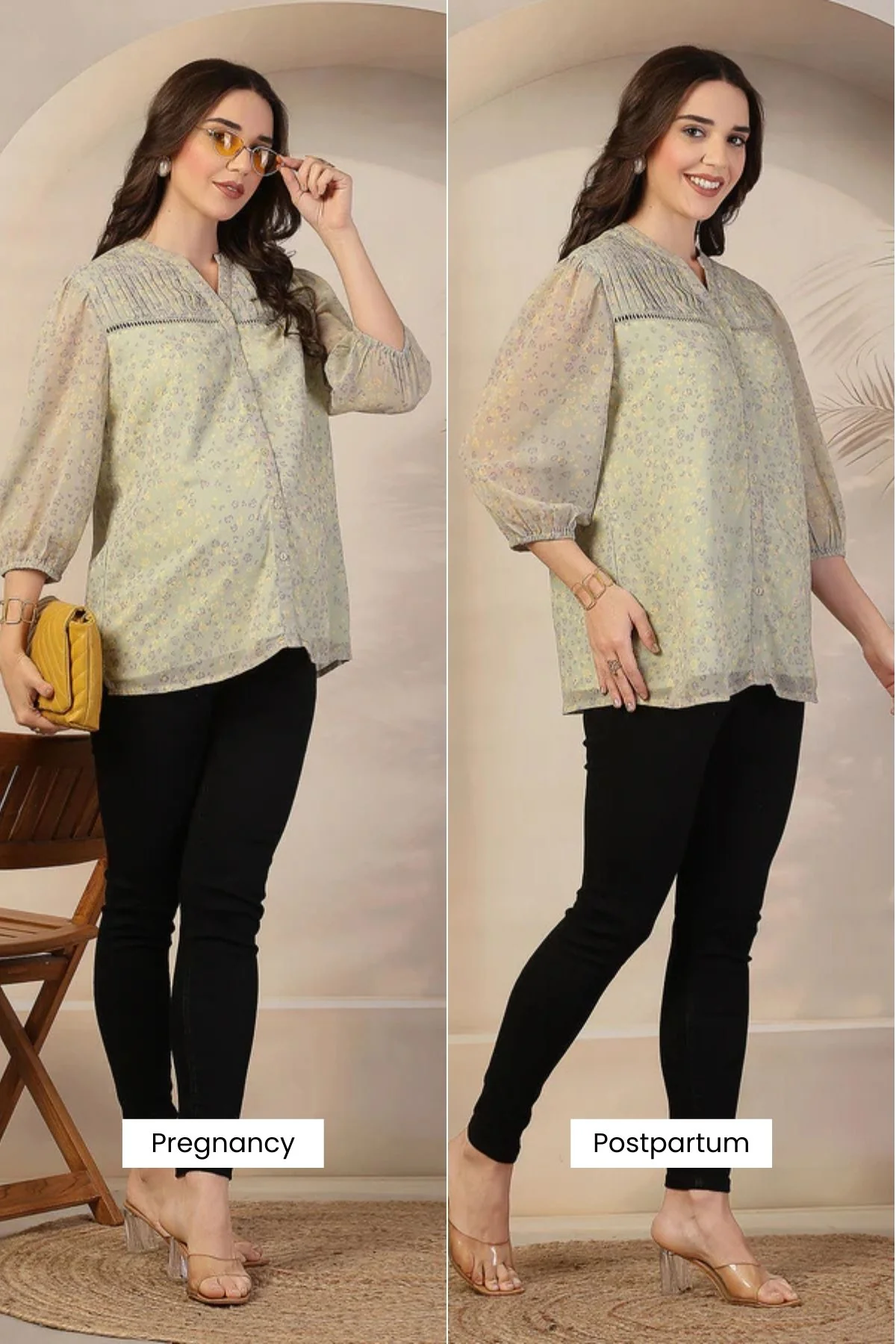 Sage Meadow Zipless Maternity Feeding Top - Matcha - Image 3