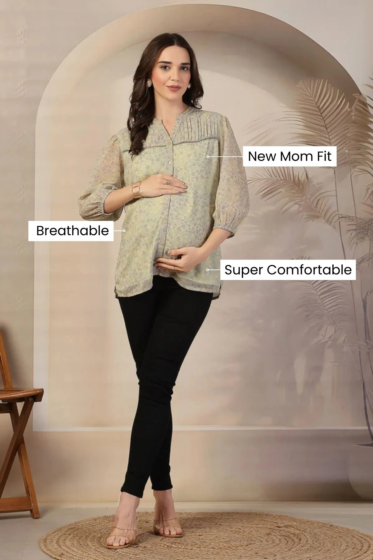 Sage Meadow Zipless Maternity Feeding Top - Matcha - Image 4