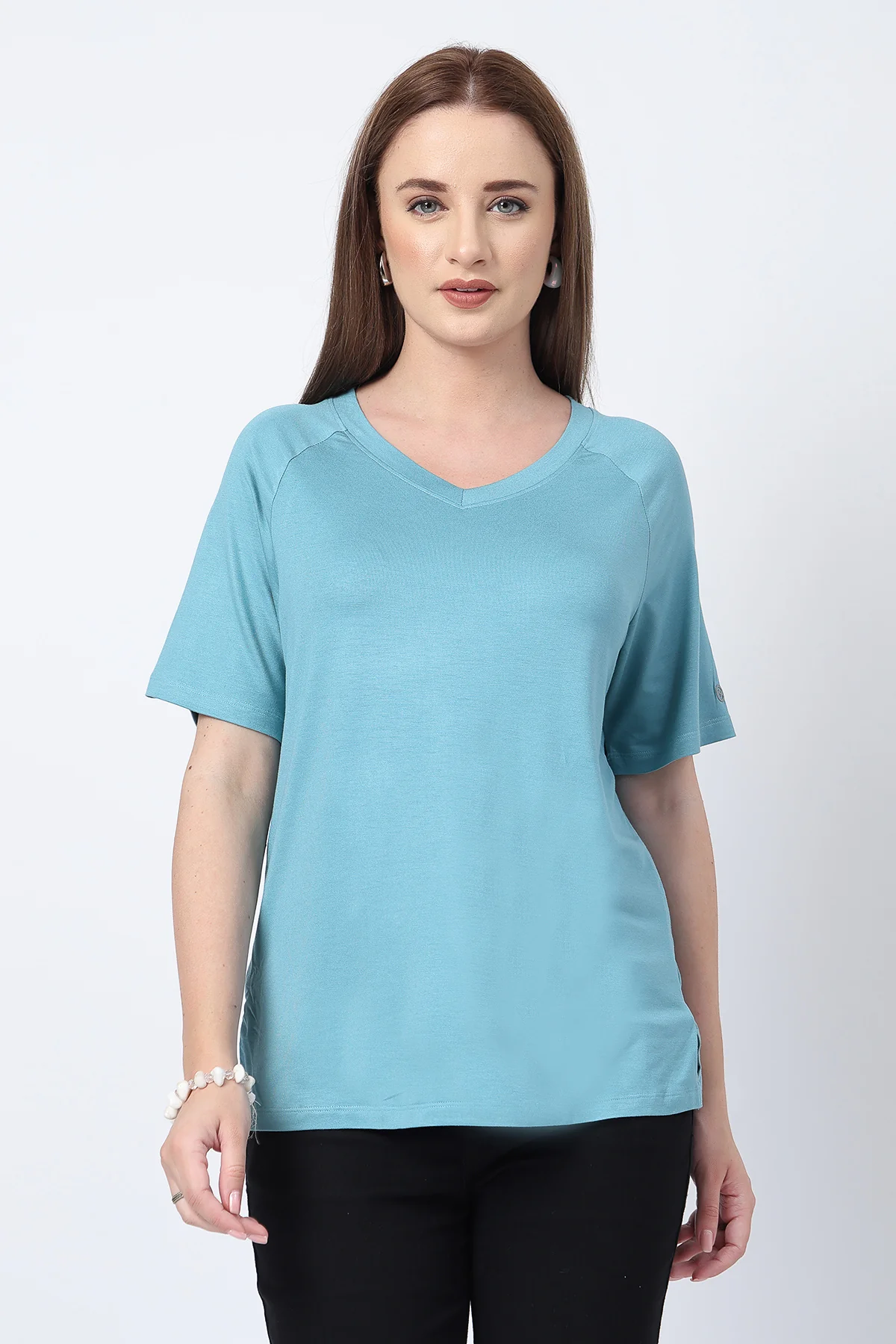 Sea Green Solid Nursing Top with Side Zip Access - Image 9