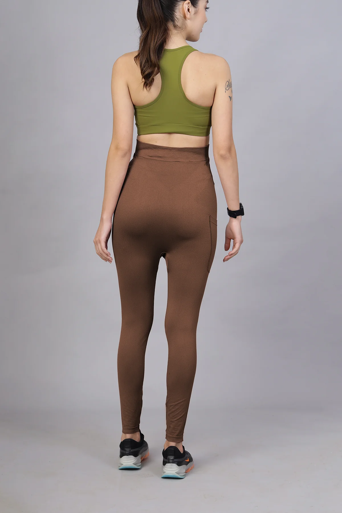 Seamless Adaptable Bump Support Brown Maternity Legging - Image 11