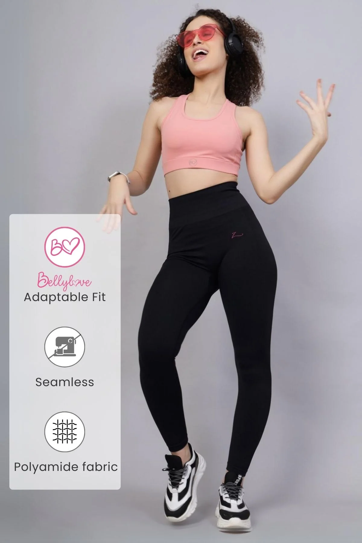 Seamless High Waisted Tummy Compression Black Postpartum Leggings - Image 2