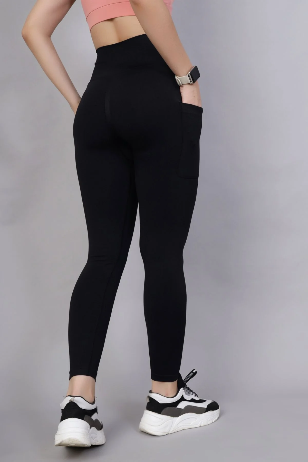 Seamless High Waisted Tummy Compression Black Postpartum Leggings - Image 7