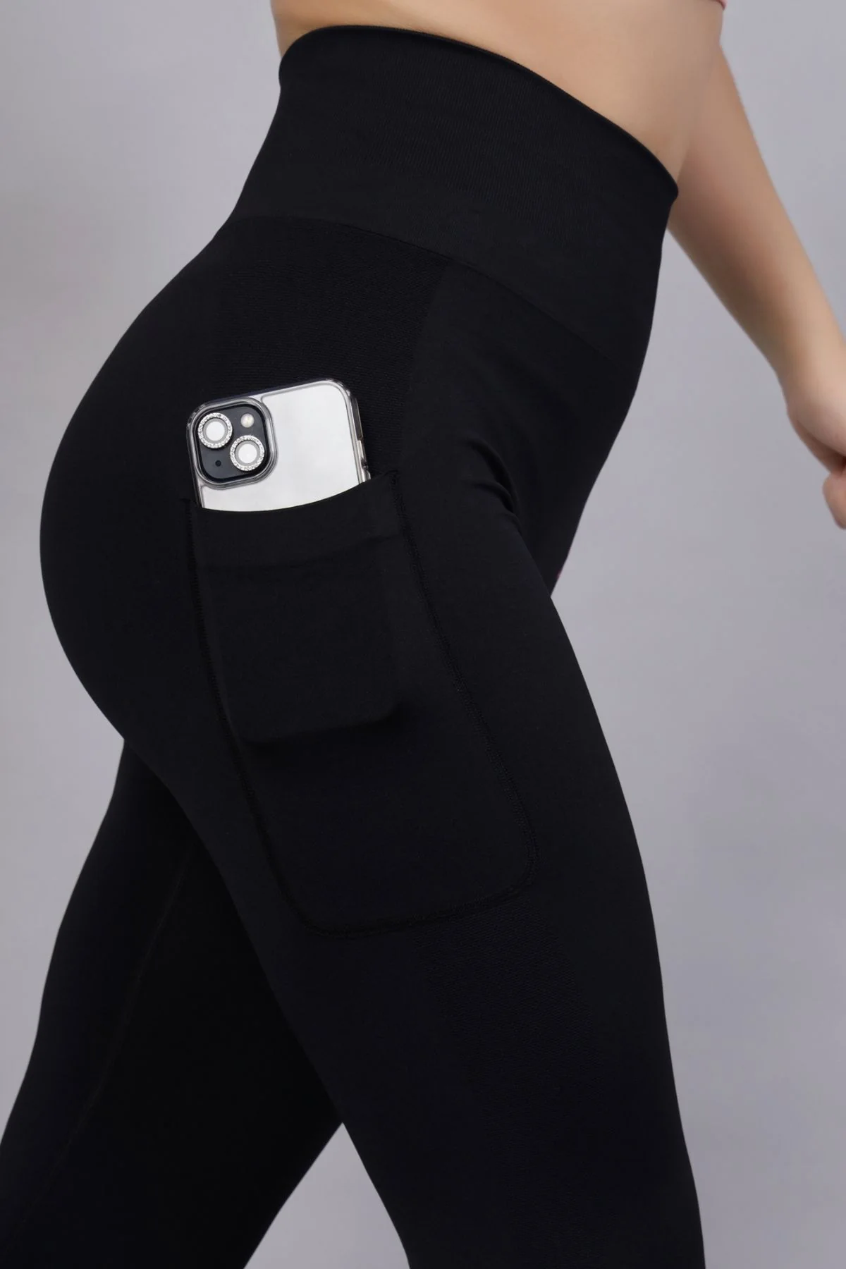 Seamless High Waisted Tummy Compression Black Postpartum Leggings - Image 8