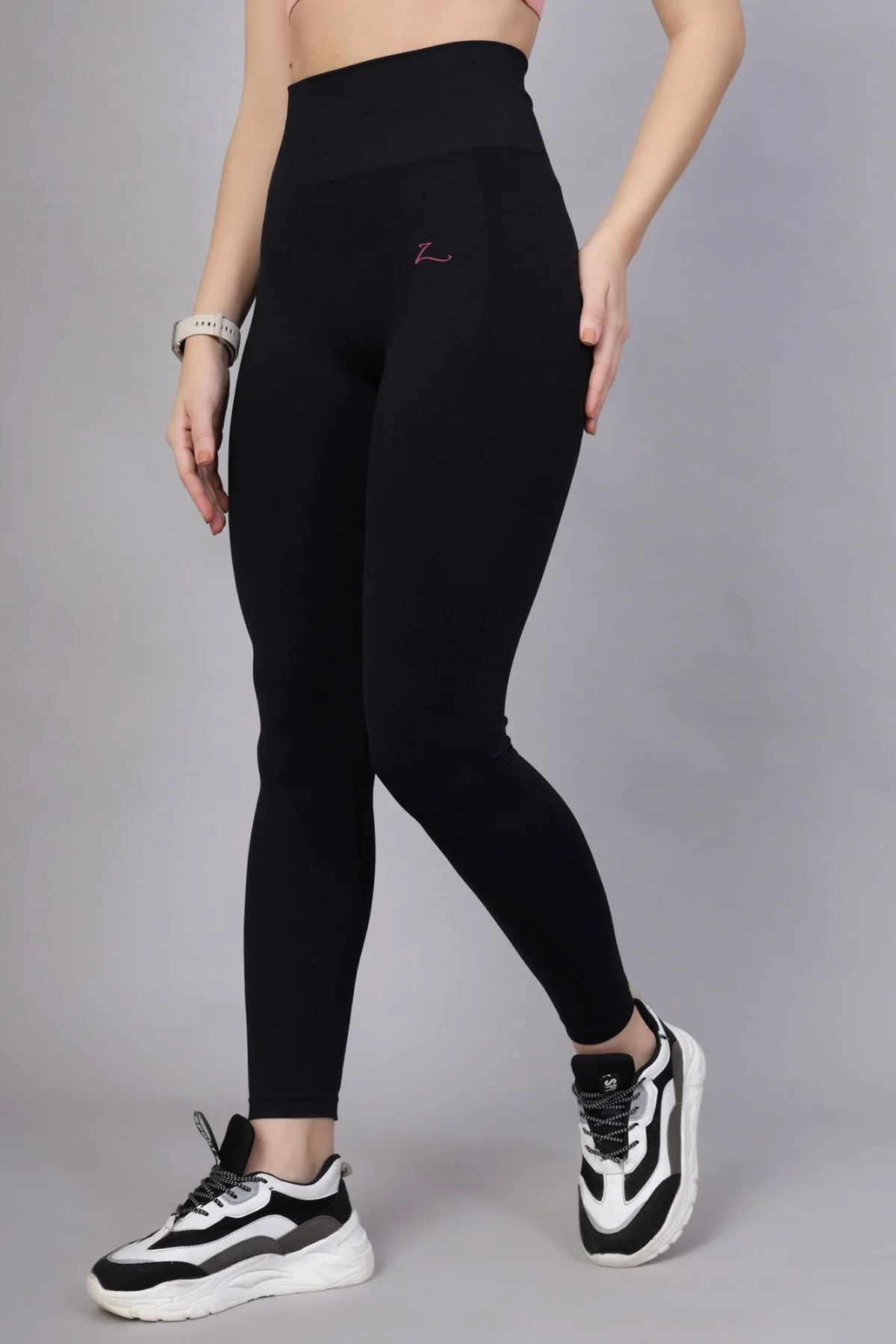 Seamless High Waisted Tummy Compression Black Postpartum Leggings - Image 9