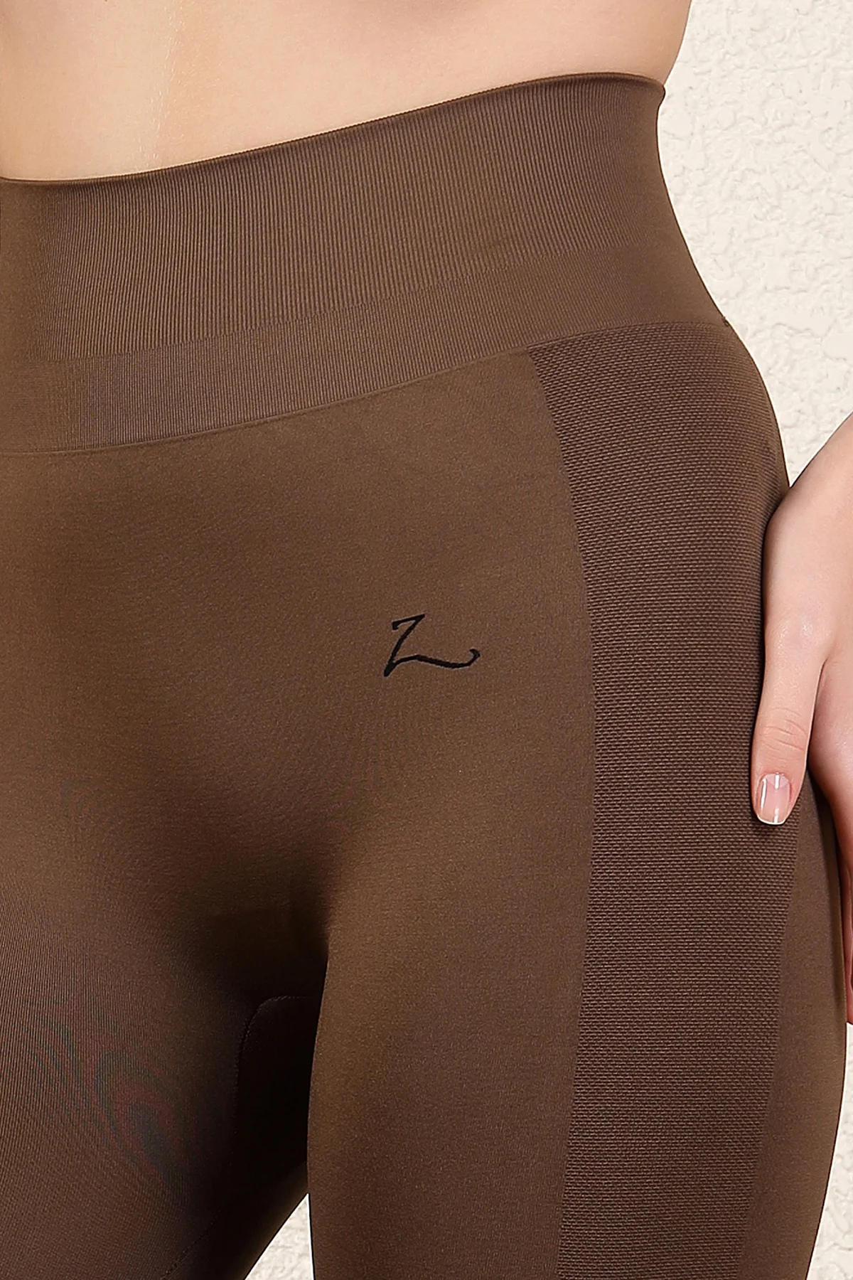 Seamless High Waisted Tummy Compression Brown Postpartum Legging - Image 7