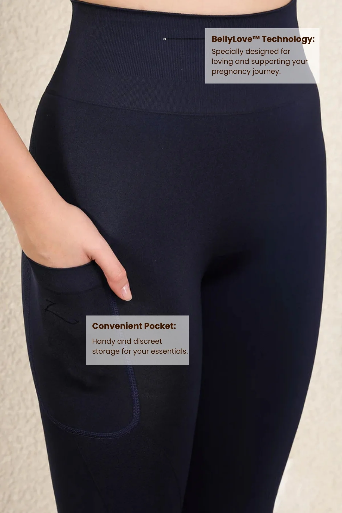 Seamless High Waisted Tummy Compression Floral Jacquard Navy Blue Postpartum Legging - Image 3