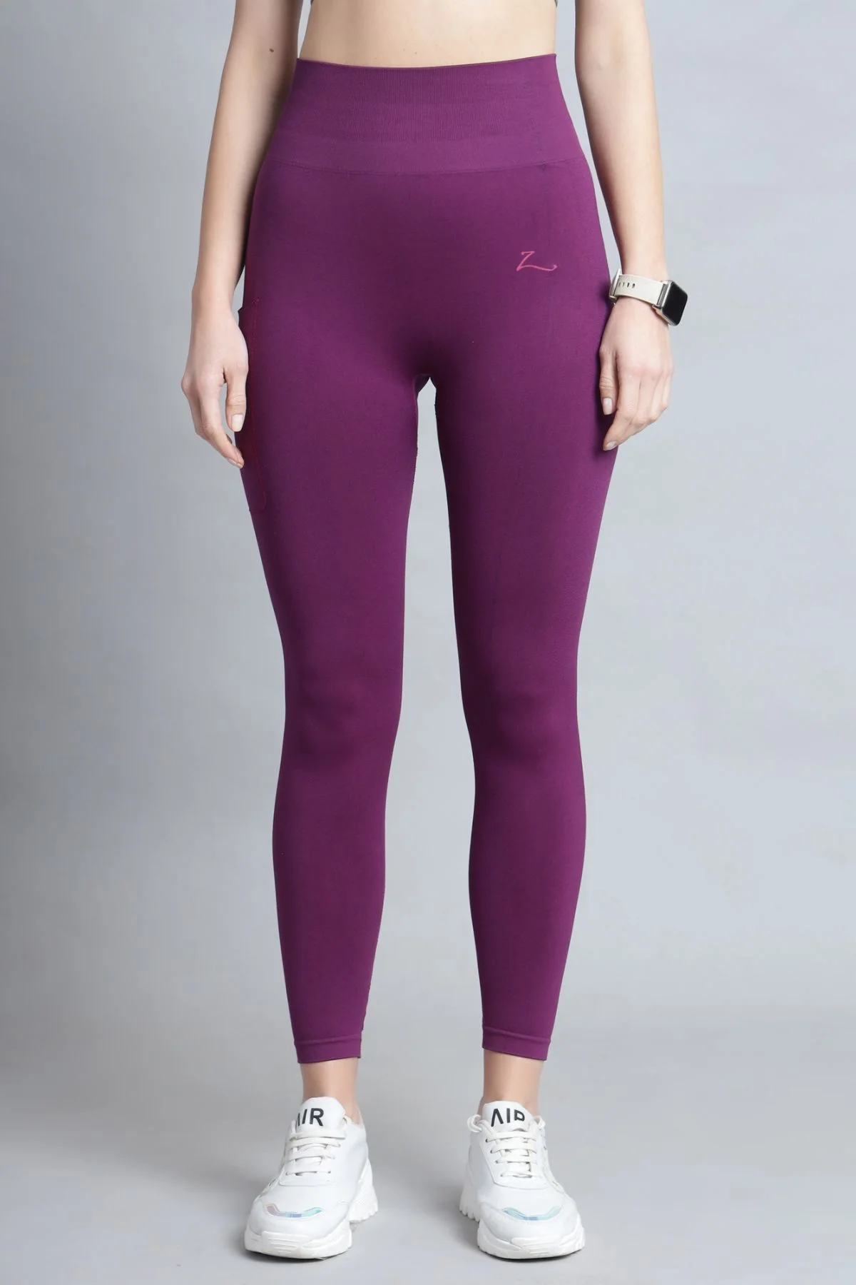 Seamless High Waisted Tummy Compression Wine Postpartum Leggings - Image 6