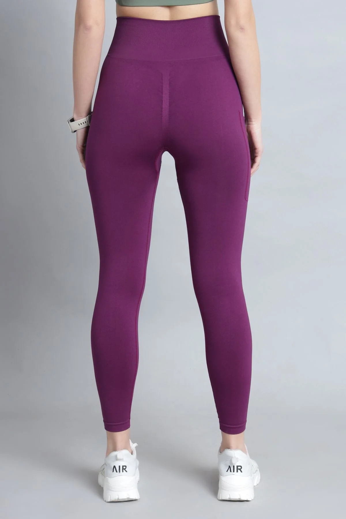 Seamless High Waisted Tummy Compression Wine Postpartum Leggings - Image 7