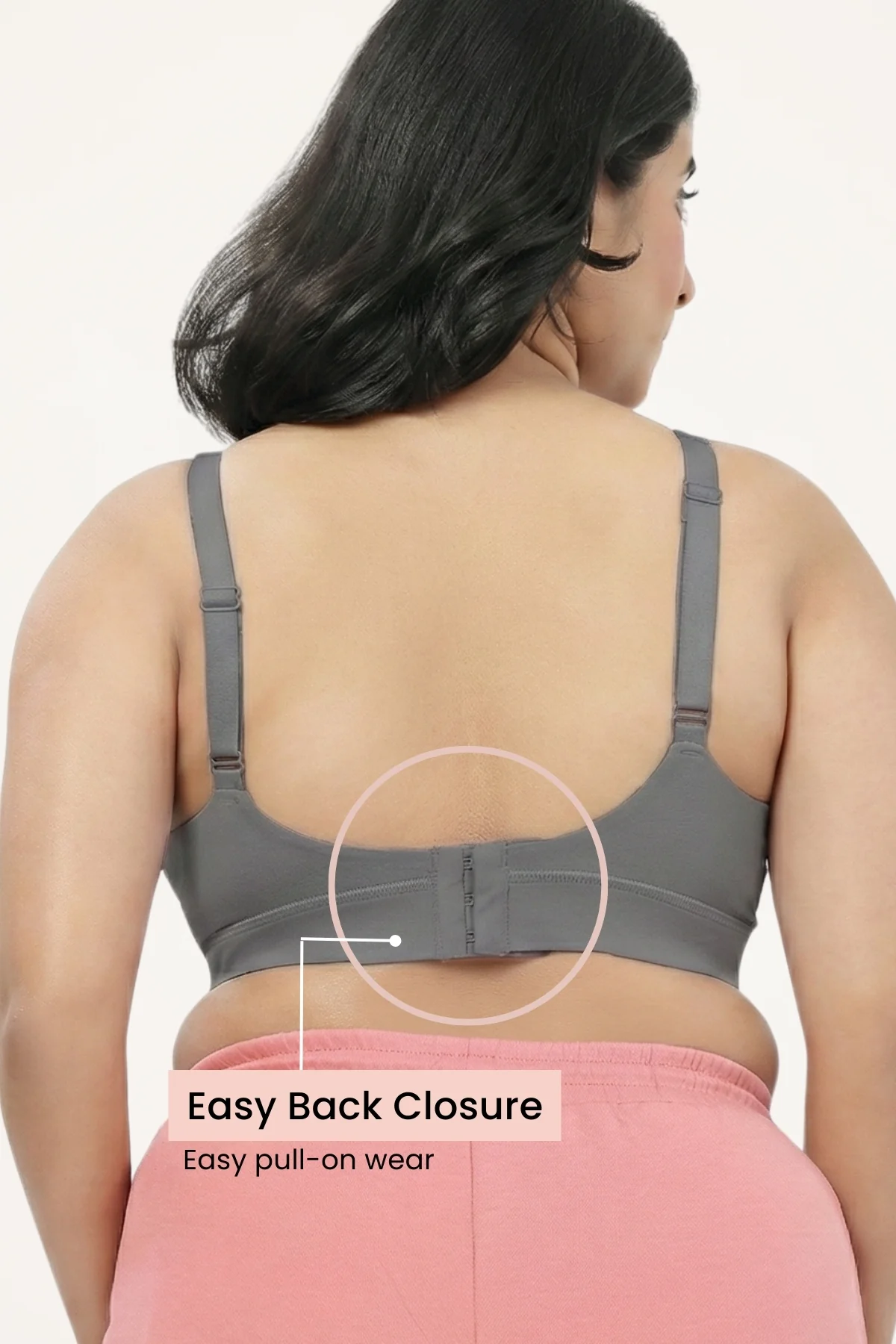 SecureFit Cotton Fixed-Pad Feeding Bra - Dark Grey - Image 3