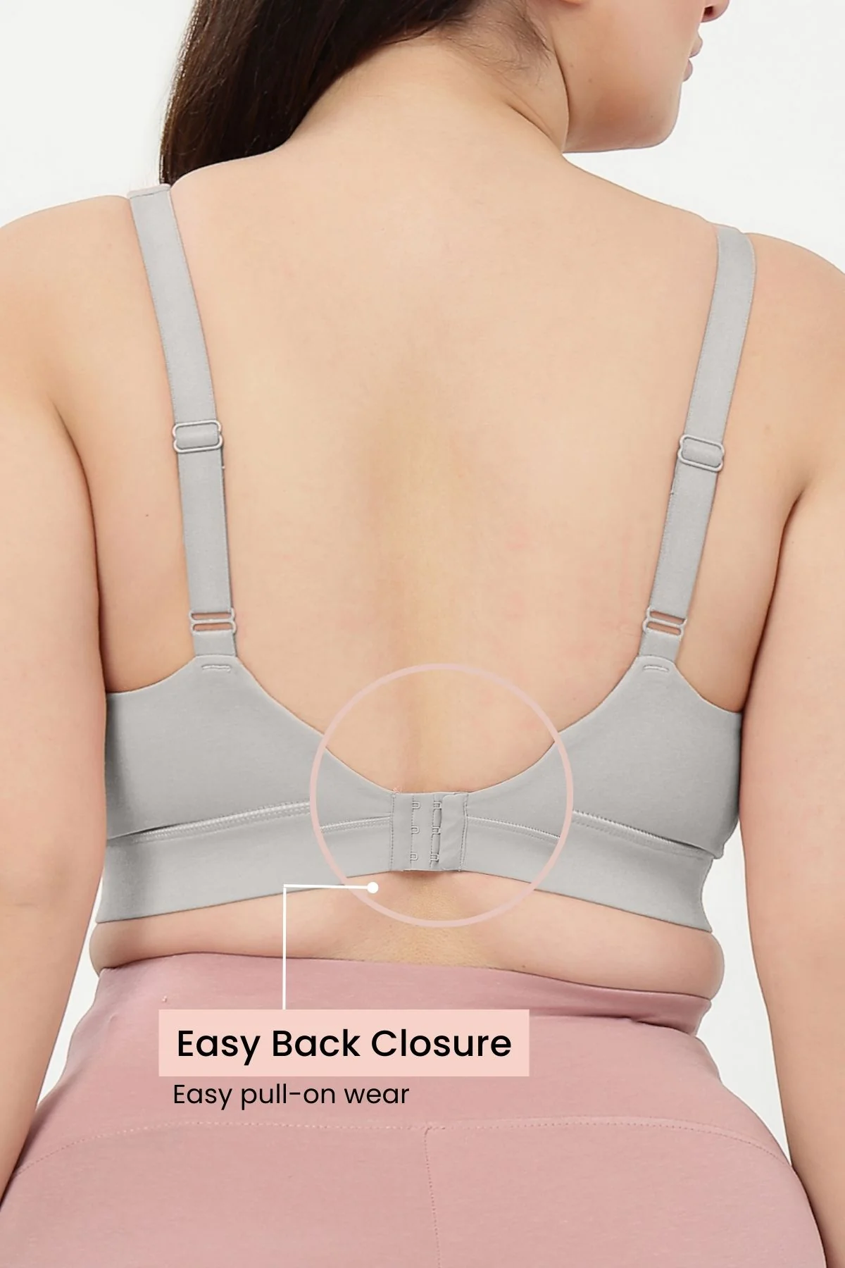 SecureFit Cotton Fixed-Pad Feeding Bra - Grey Melange - Image 2