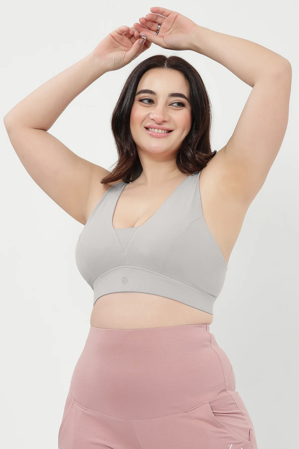 SecureFit Cotton Fixed-Pad Feeding Bra - Grey Melange - Image 7