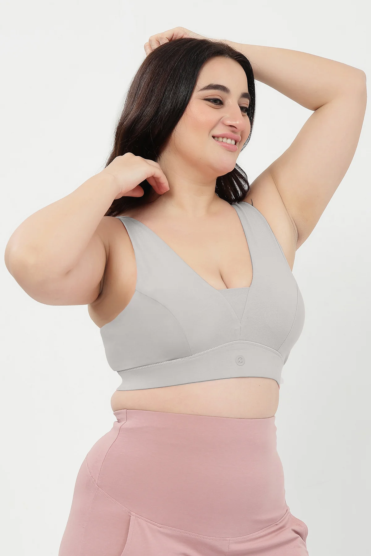 SecureFit Cotton Fixed-Pad Feeding Bra - Grey Melange - Image 8