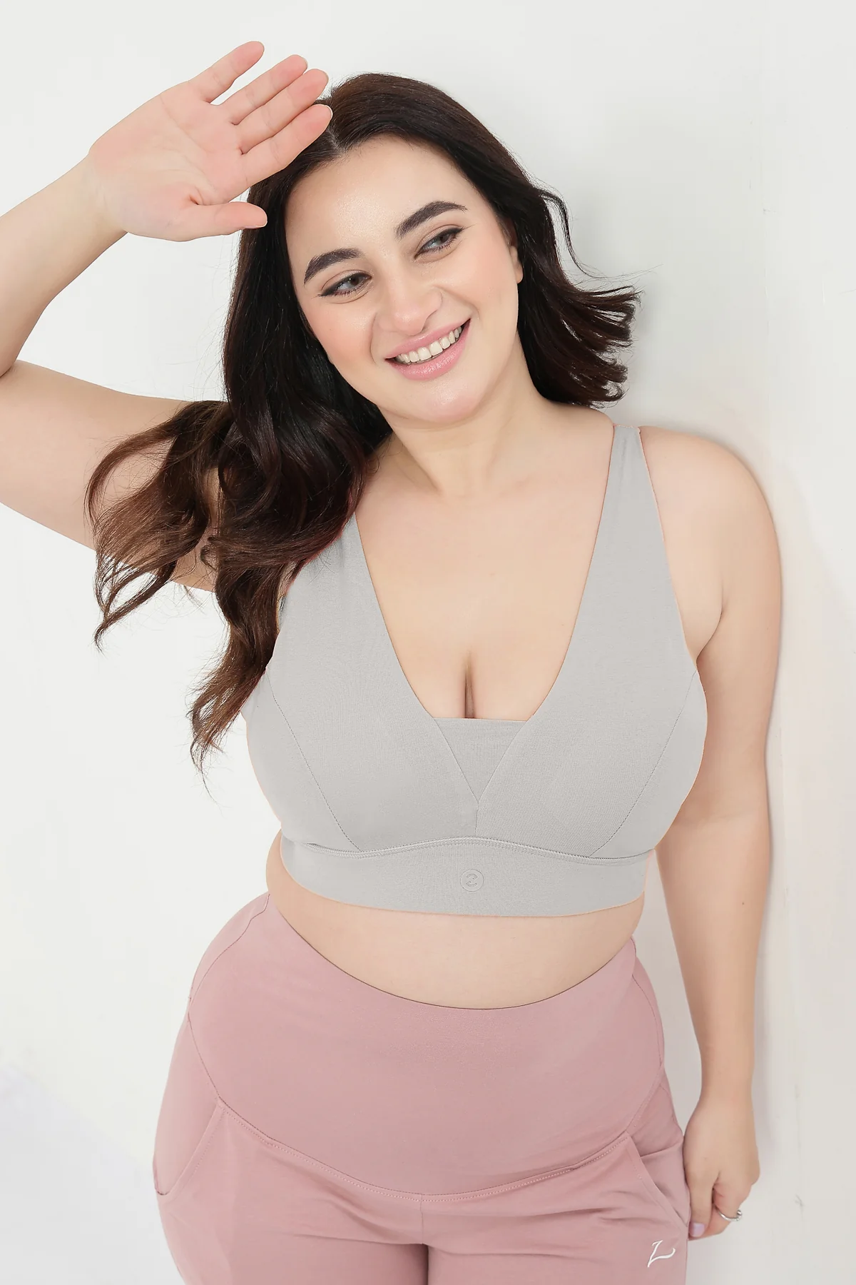 SecureFit Cotton Fixed-Pad Feeding Bra - Grey Melange - Image 9