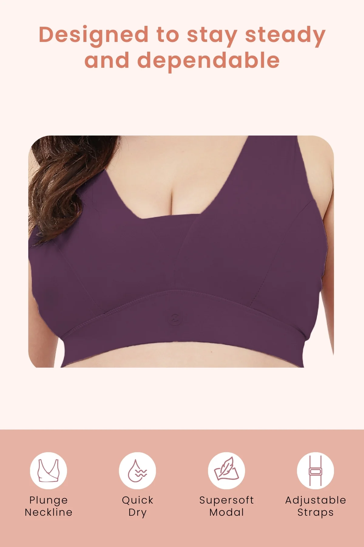 SecureFit Cotton Fixed-Pad Feeding Bra - Mauve Rose - Image 2