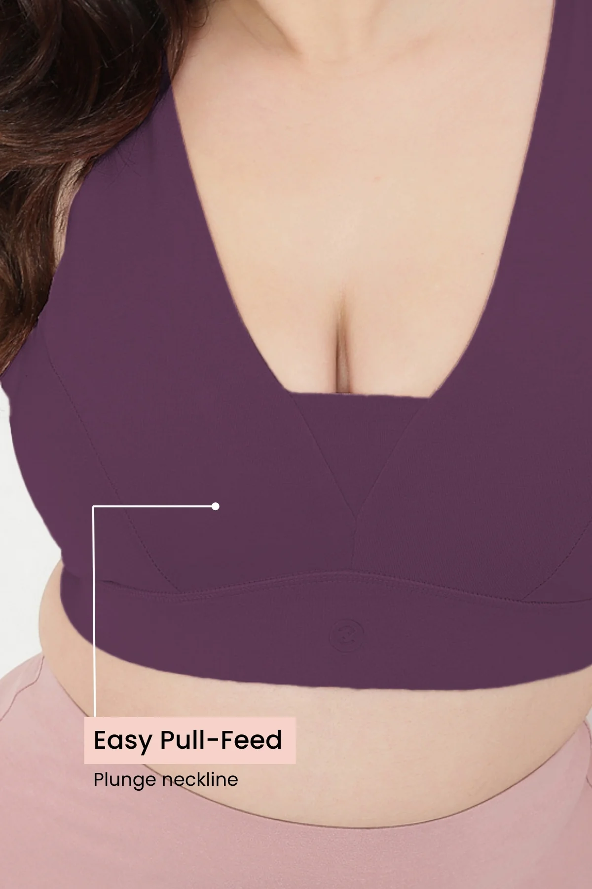 SecureFit Cotton Fixed-Pad Feeding Bra - Mauve Rose - Image 4