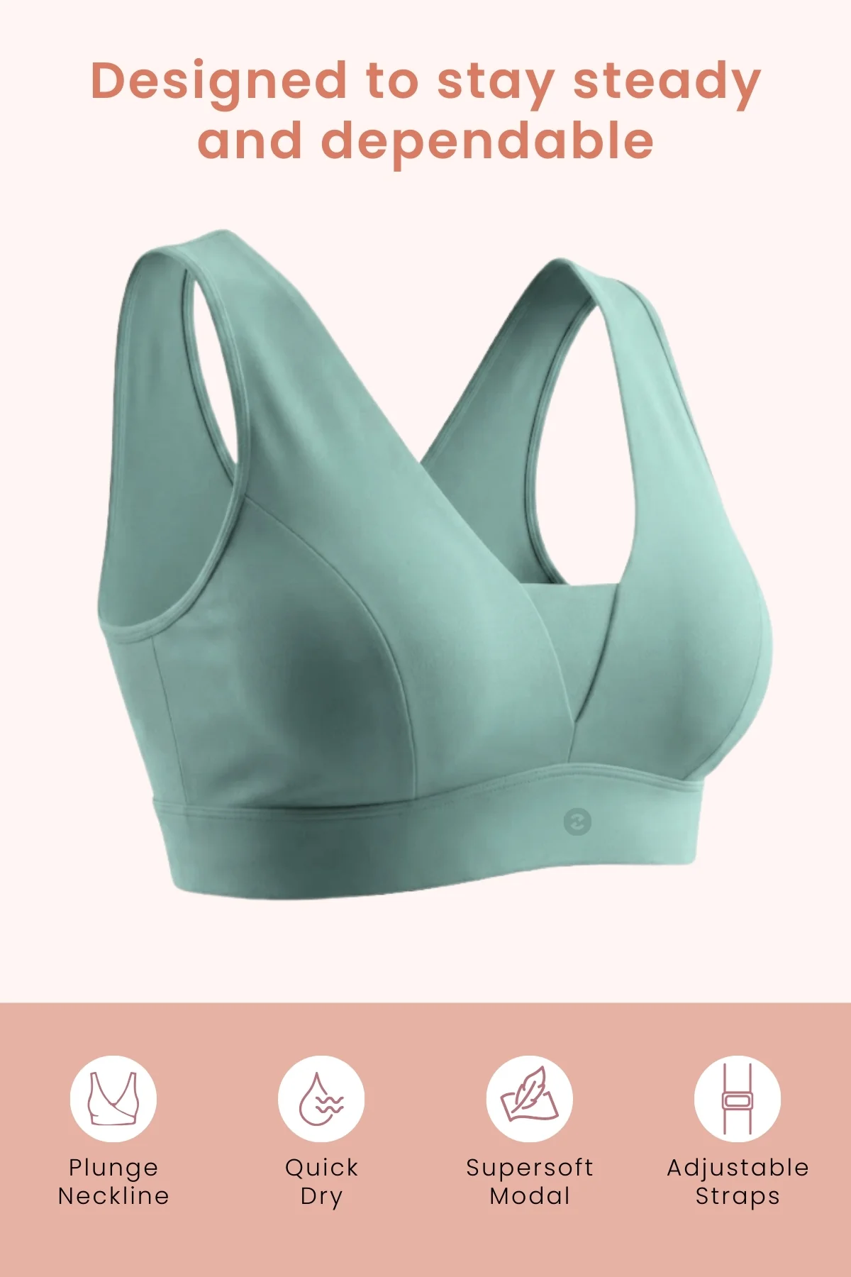 SecureFit Cotton Fixed-Pad Feeding Bra - Mint - Image 2