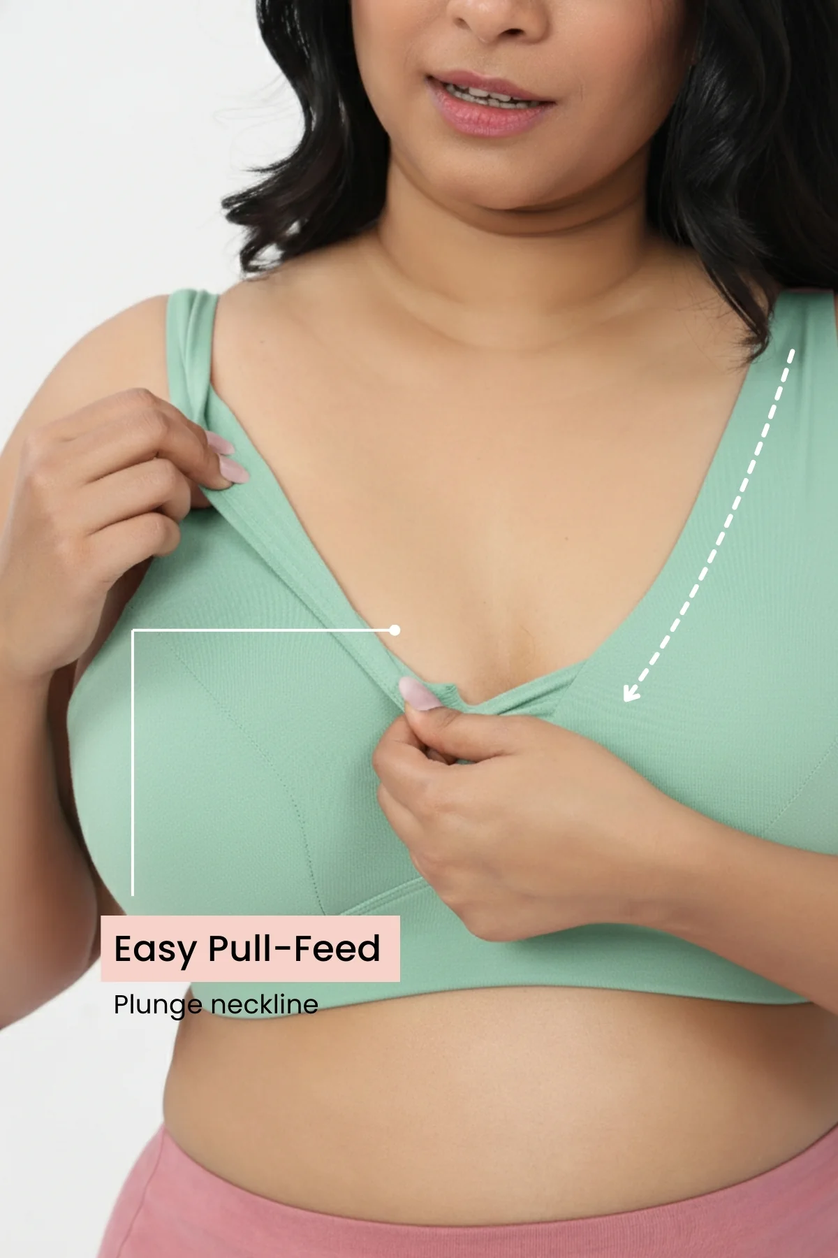 SecureFit Cotton Fixed-Pad Feeding Bra - Mint - Image 4