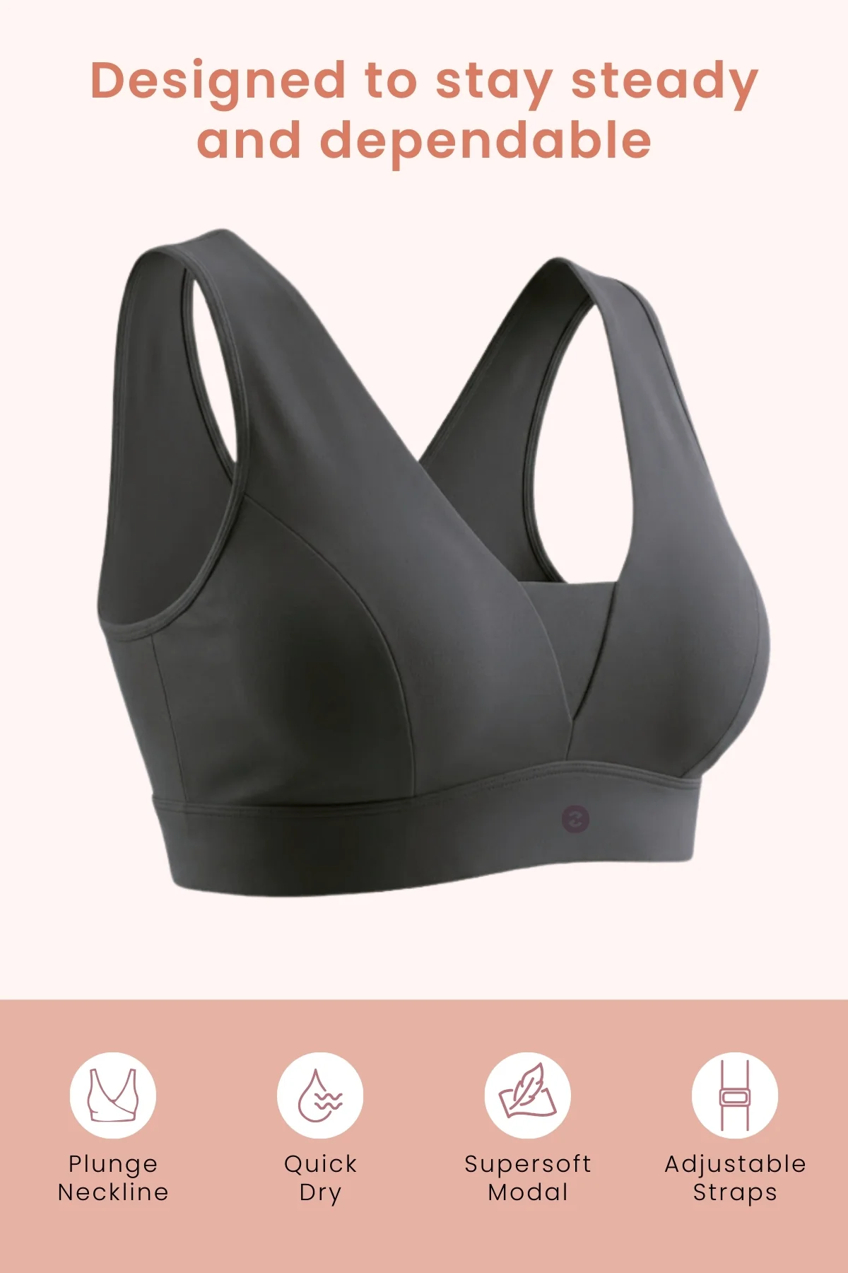 SecureFit Cotton Fixed-Pad Feeding Bra Pack of 2 - (Dark Skin & Grey Melange) - Image 2