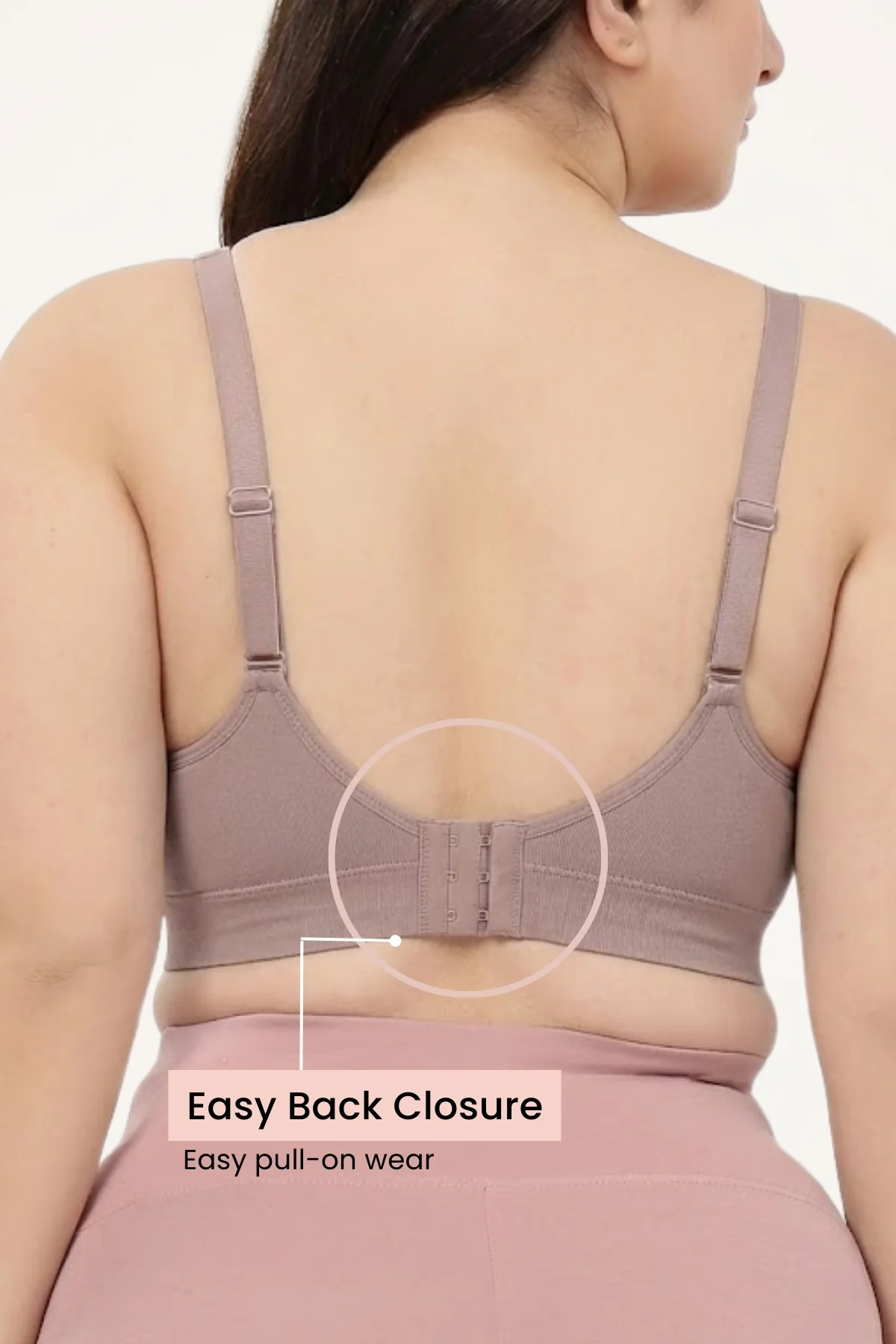SecureFit Cotton Fixed-Pad Feeding Bra Pack of 2 - (Dark Skin & Grey Melange) - Image 3