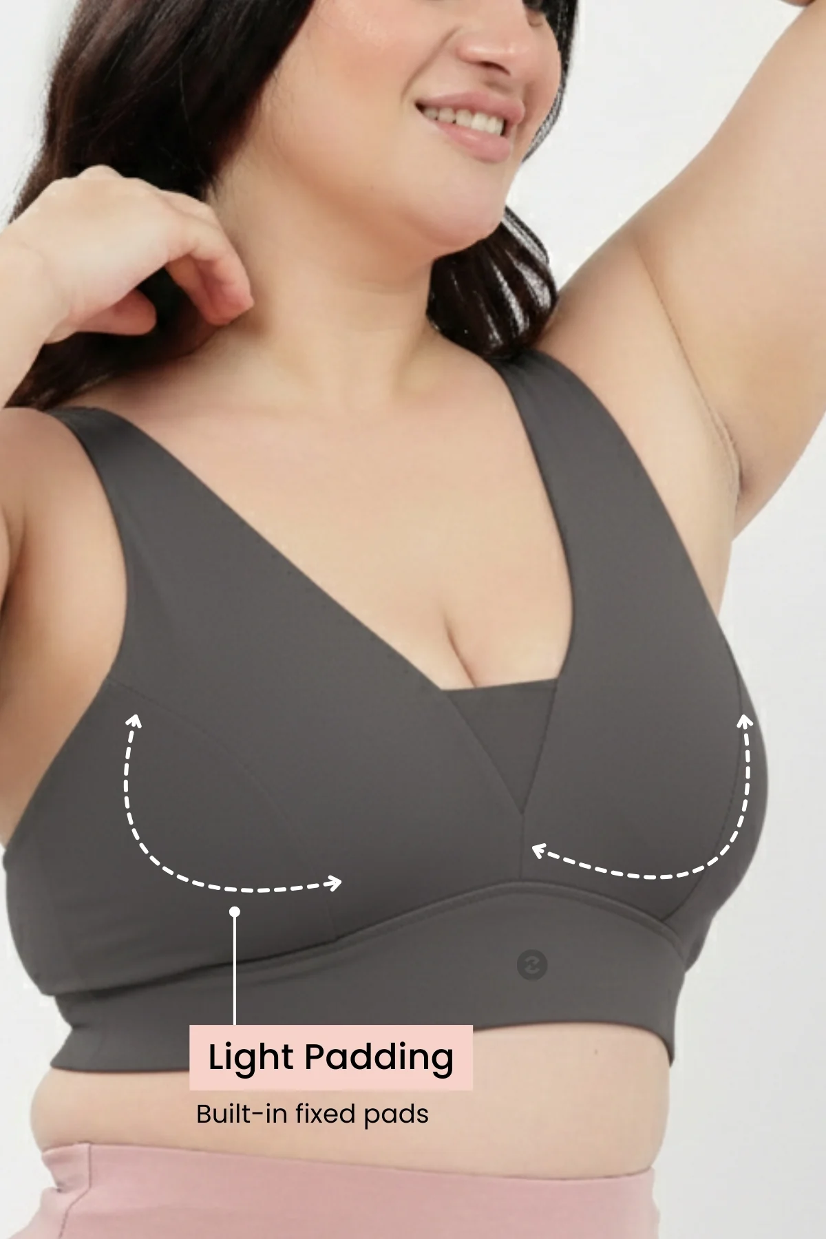 SecureFit Cotton Fixed-Pad Feeding Bra Pack of 2 - (Lavender & Grey Melange) - Image 6