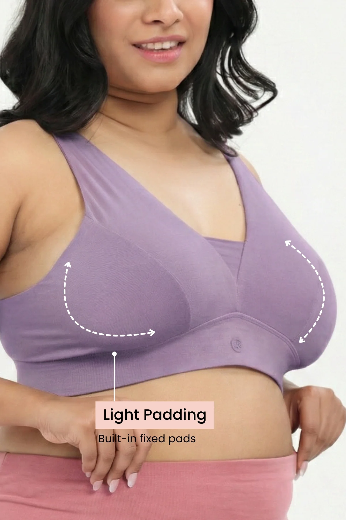 SecureFit Cotton Fixed-Pad Feeding Bra - Lavender - Image 5