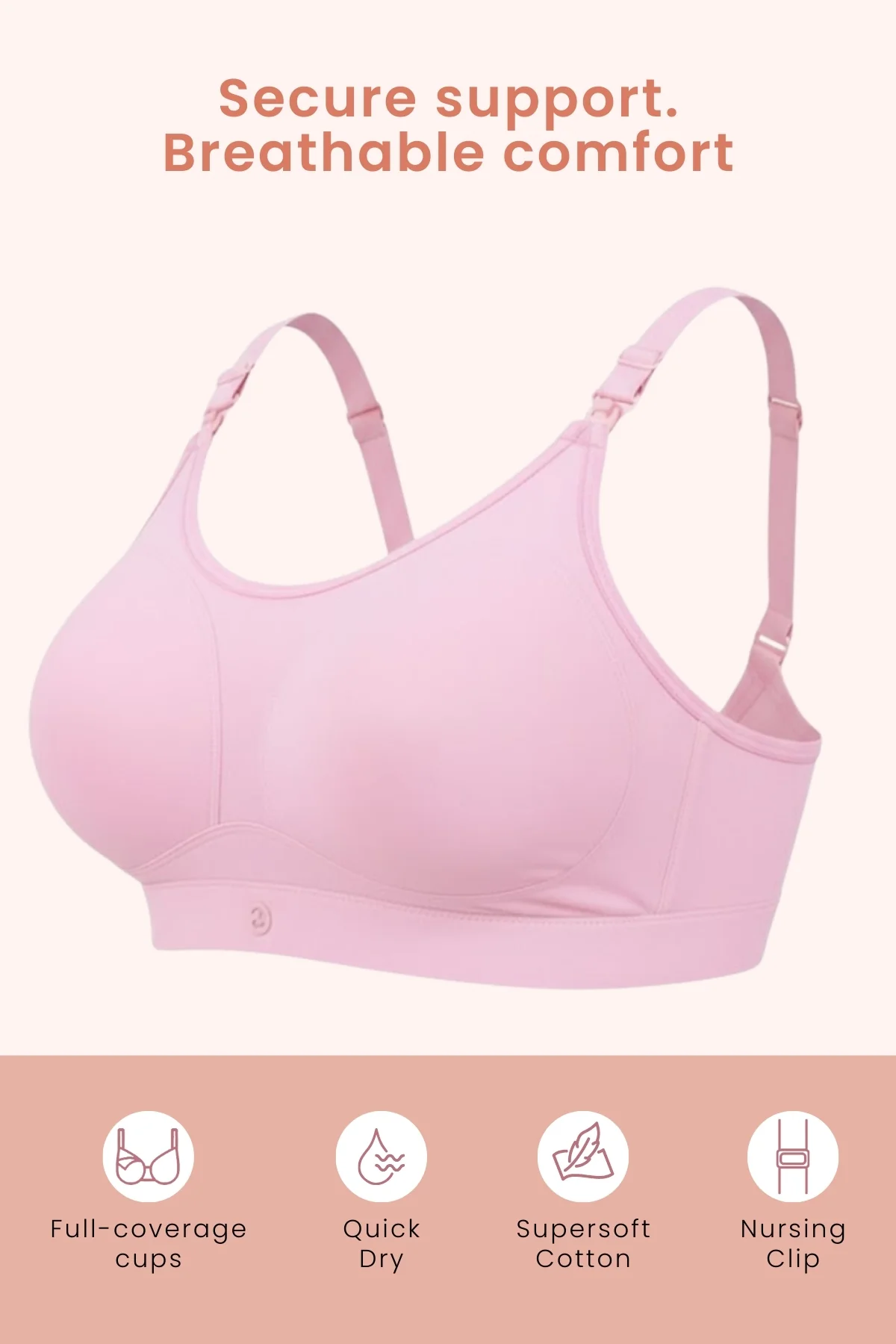 SecureFit Cotton Non-Padded Feeding Bra - Baby Pink - Image 2