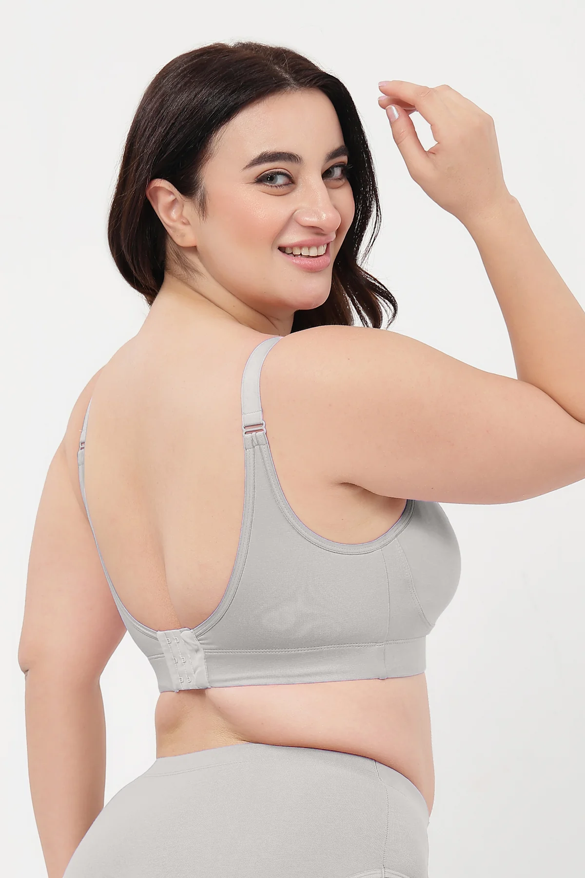 SecureFit Cotton Non-Padded Feeding Bra - Grey Melange - Image 10