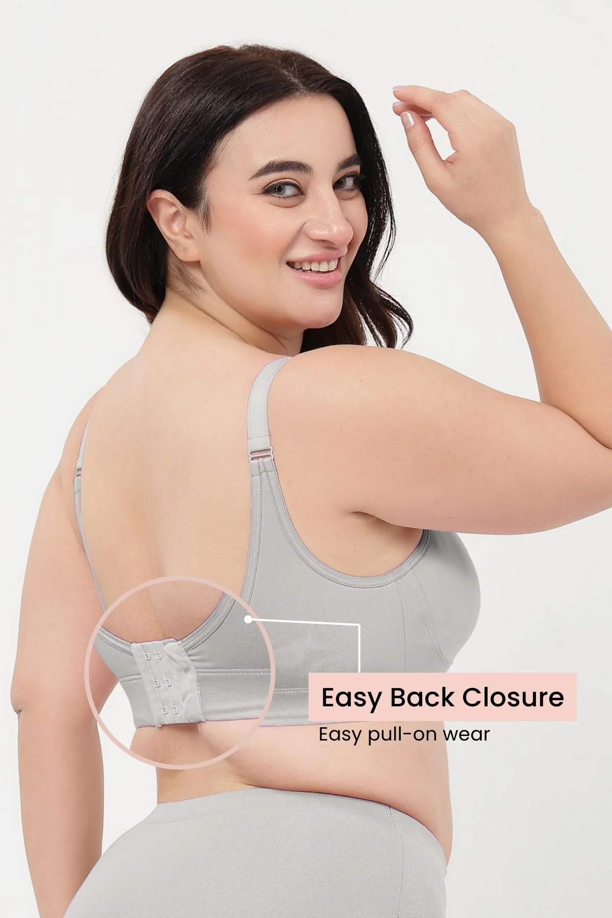 SecureFit Cotton Non-Padded Feeding Bra - Grey Melange - Image 2