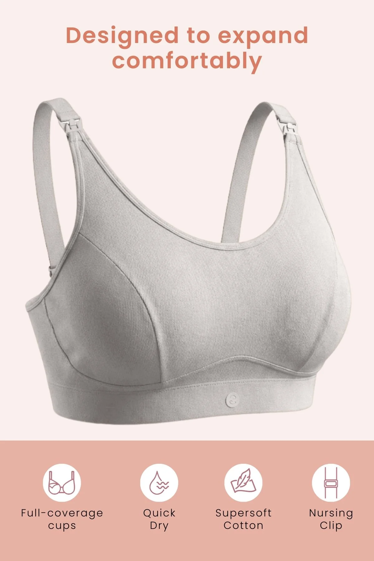 SecureFit Cotton Non-Padded Feeding Bra - Grey Melange - Image 4